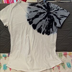 INC International Concepts Black and White Tie-Dye Tee